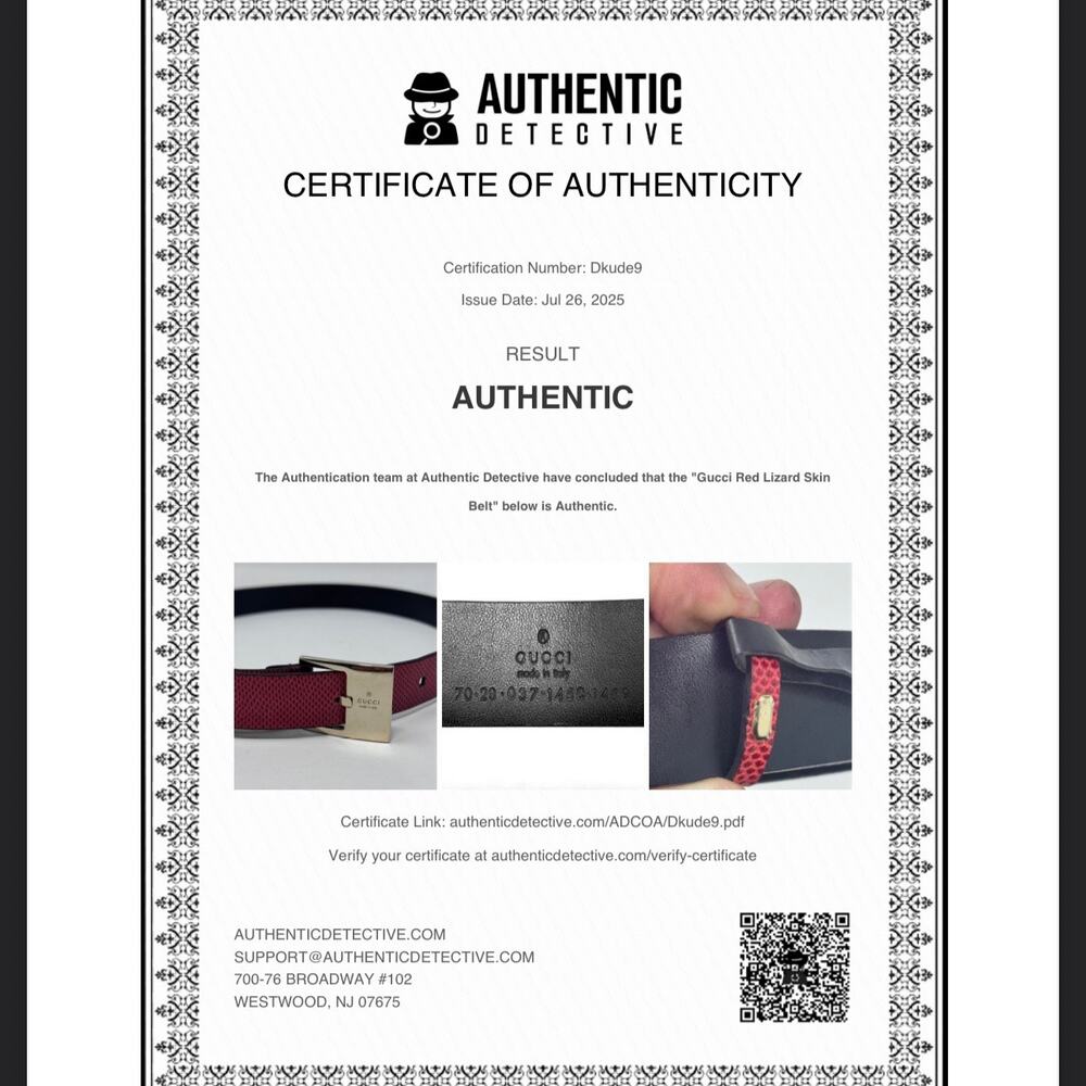 Gucci Red Lizard Skin Belt - Picture 2 of 14